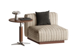 复古奶油沙发边几SU模型