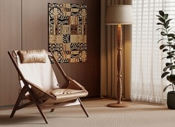 中古风休闲椅_落地灯SU模型