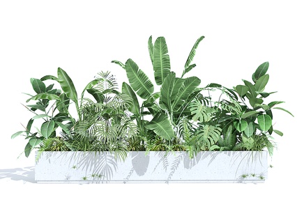 现代盆栽绿植植物花池3D模型3d模型下载