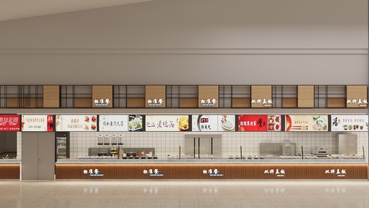 现代食堂档口_自助餐食堂3D模型