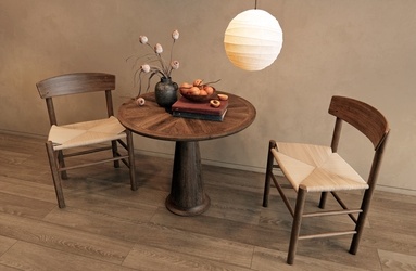 现代休闲桌椅 咖啡店桌椅 小圆桌SU模型