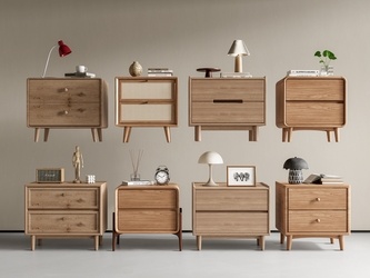 北欧原木床头柜 SU模型