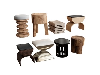 原木北欧其他凳子SU模型