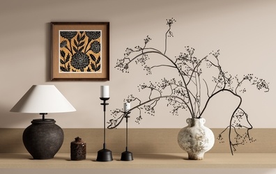 中古侘寂摆件组合 饰品摆件组合SU模型