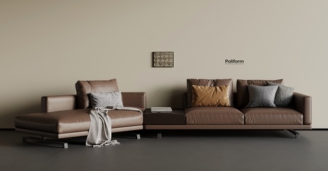 现代意式三人沙发 _SU模型