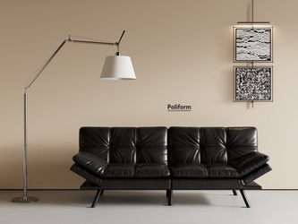 现代双人沙发_落地灯SU模型