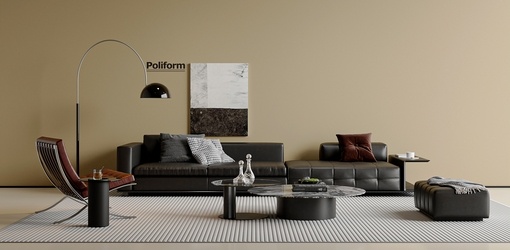 现代意式沙发组合_SU模型