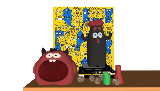 现代奶油摆件组合SU模型