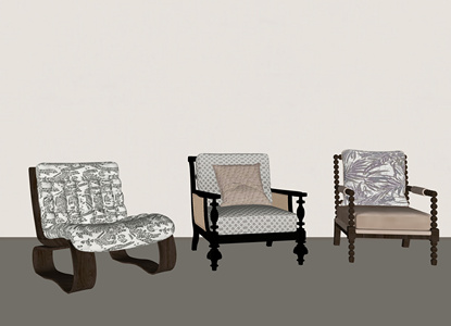 法式中古休闲椅SU模型