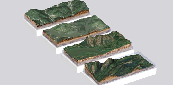 四个山地沙盘山地地形
