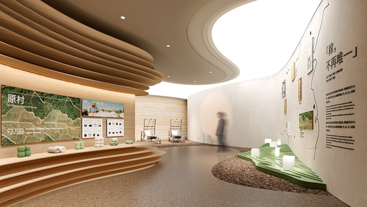 原创首发现代现代异形展厅展馆纺织展厅博物馆展览馆3d模型下载
