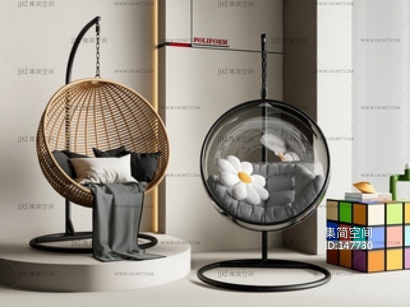 现代藤编吊椅SU模型