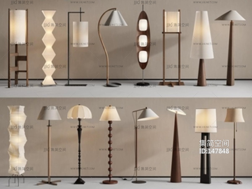 现代落地灯组合SU模型