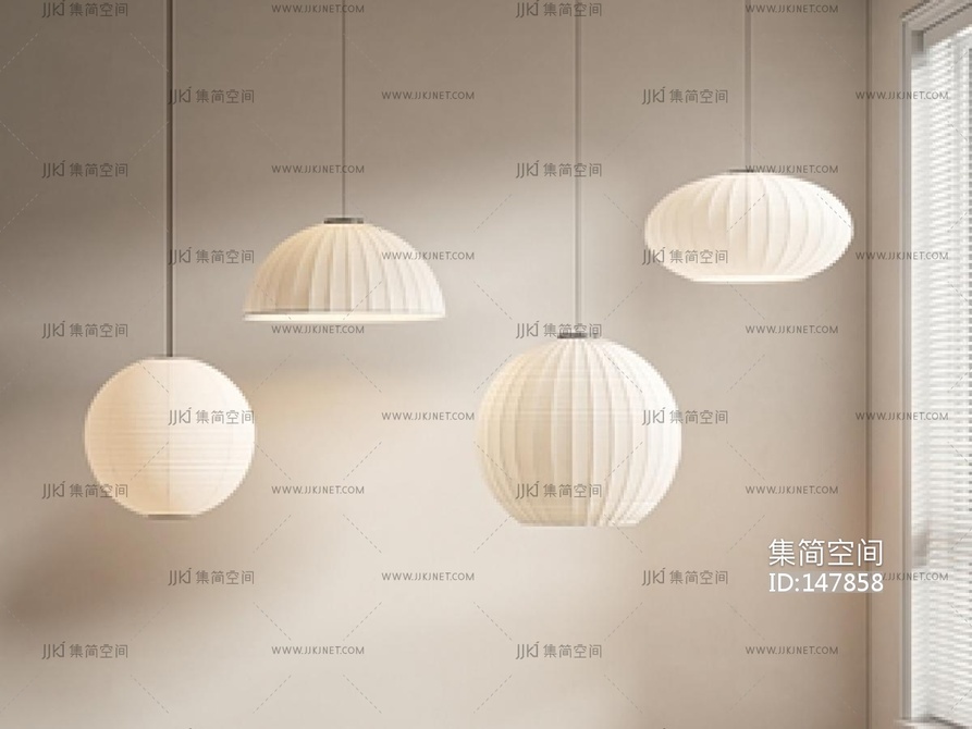 日式侘寂吊灯组合SU模型