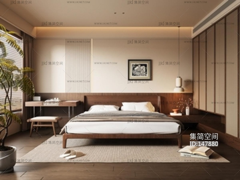 侘寂中古家居卧室SU模型