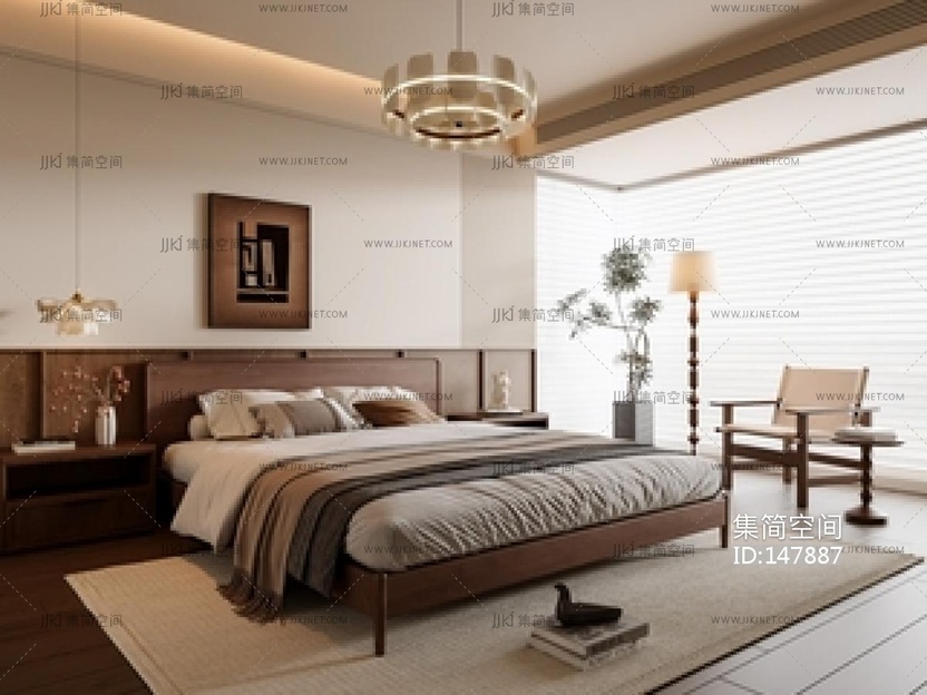 侘寂中古家居卧室SU模型