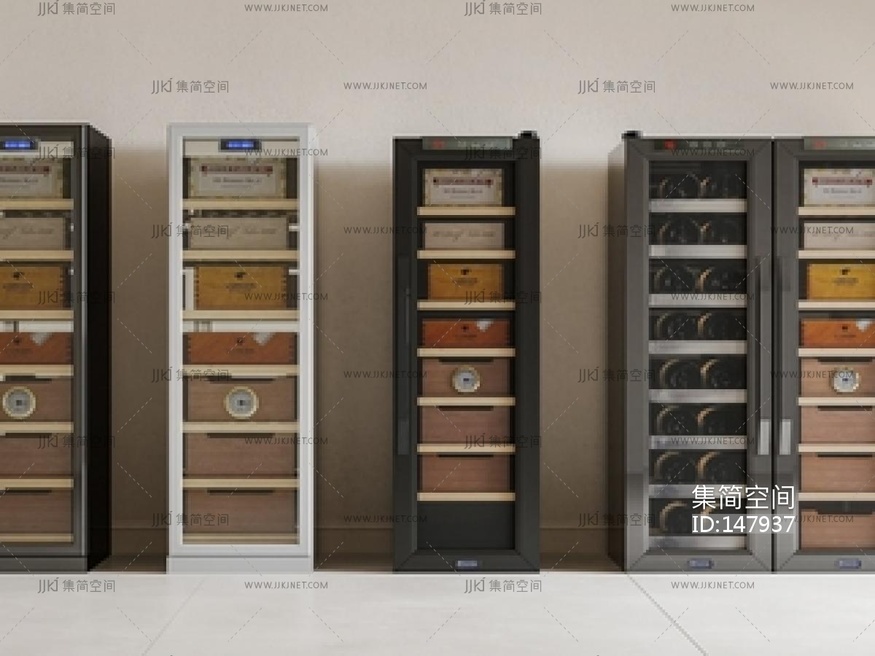 现代酒柜组合SU模型