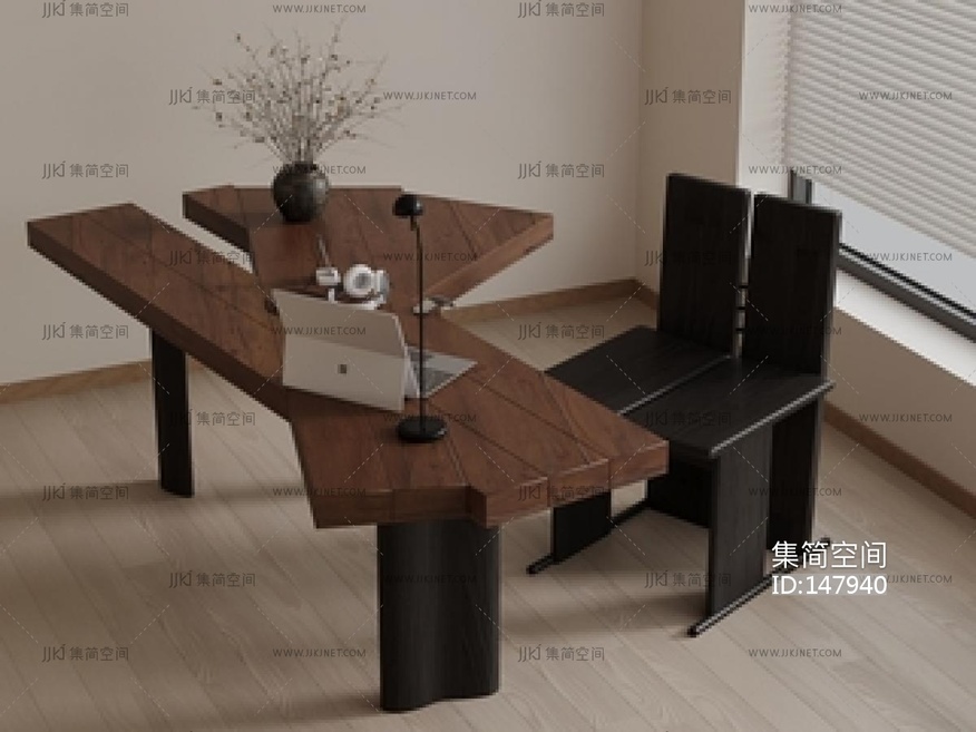 中古风书桌椅SU模型