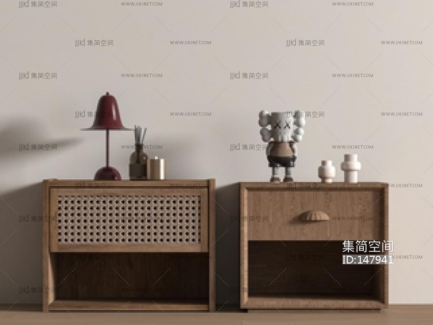 侘寂床头柜组合SU模型