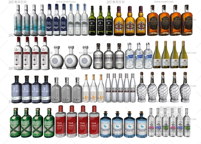 酒水摆件组合SU模型