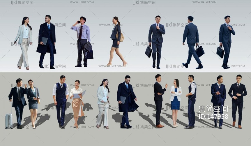 现代亚洲商务人士，人物组合SU模型