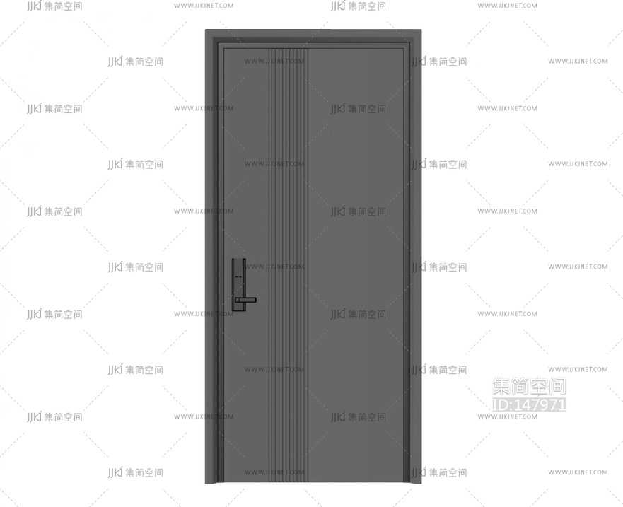 现代防盗不锈钢大门SU模型