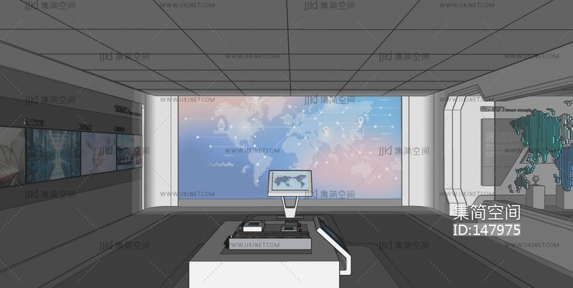 现代科技企业展厅SU模型