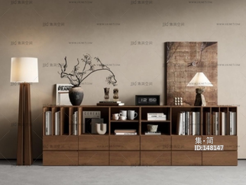 侘寂中古书柜SU模型