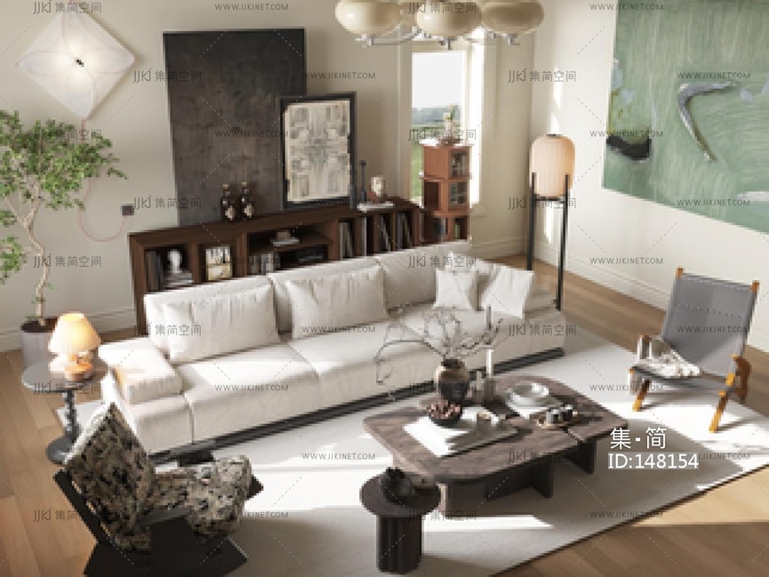 中古家居客厅SU模型