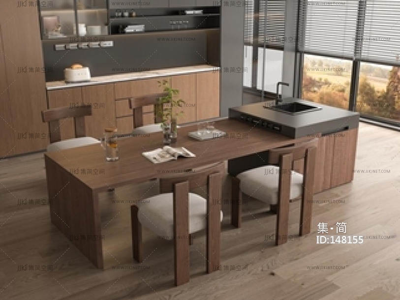 中古侘寂家居餐厅SU模型