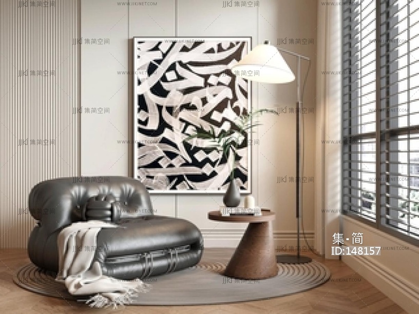 复古中古单人沙发SU模型