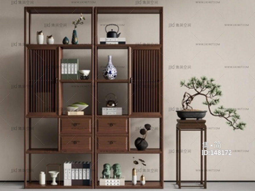 新中式博古架SU模型
