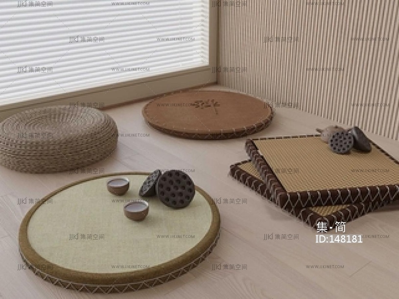 新中式侘寂坐垫SU模型