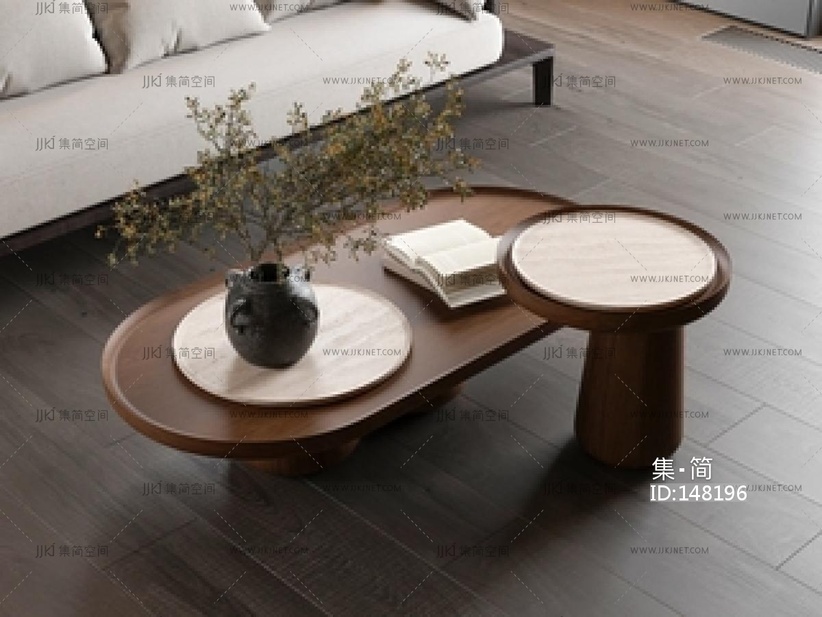 中古侘寂茶几SU模型