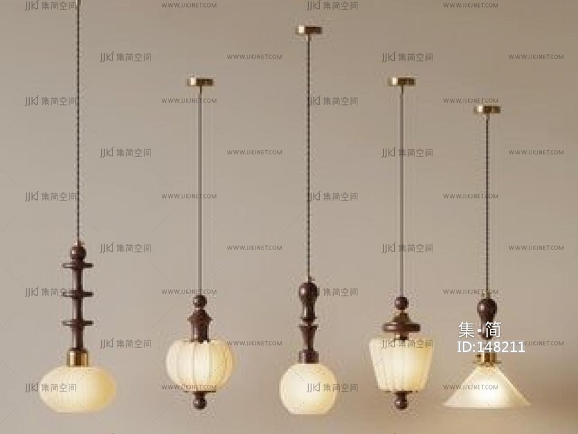 中古风小吊灯组合SU模型