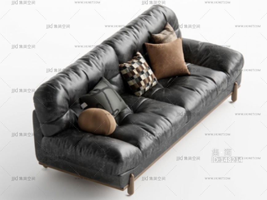 中古现代多人沙发SU模型