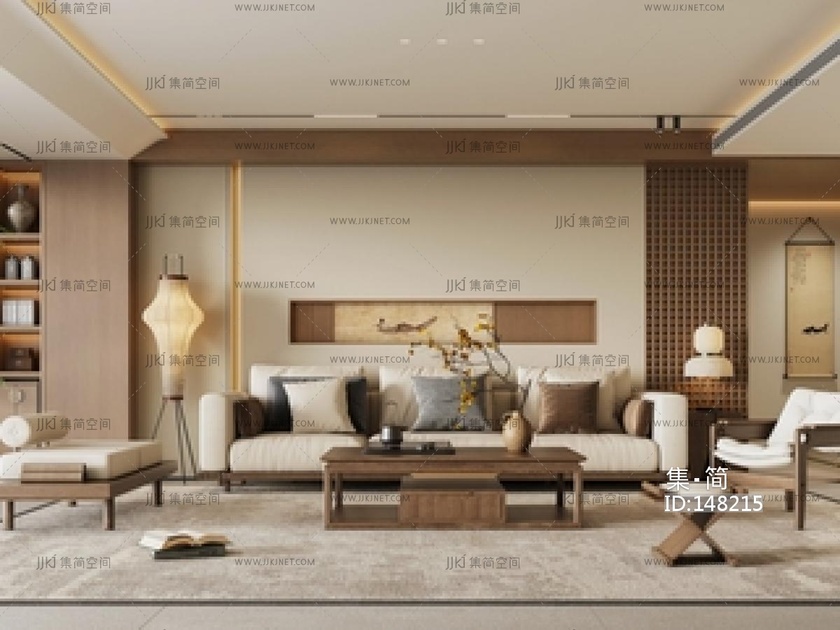 禅意新中式家居客厅SU模型