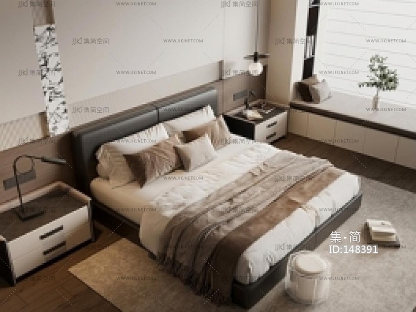 现代简约家居卧室SU模型