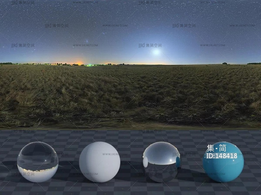 夜晚星空室外户外草坡hdr贴图8k-16k高清贴图