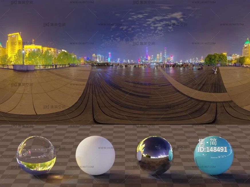 户外广场夜景城市霓虹hdr贴图8k-16k高清贴图