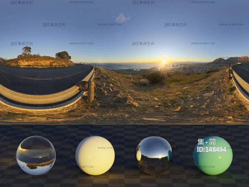 落日黄昏海边公路hdr贴图8k-16k高清贴图 