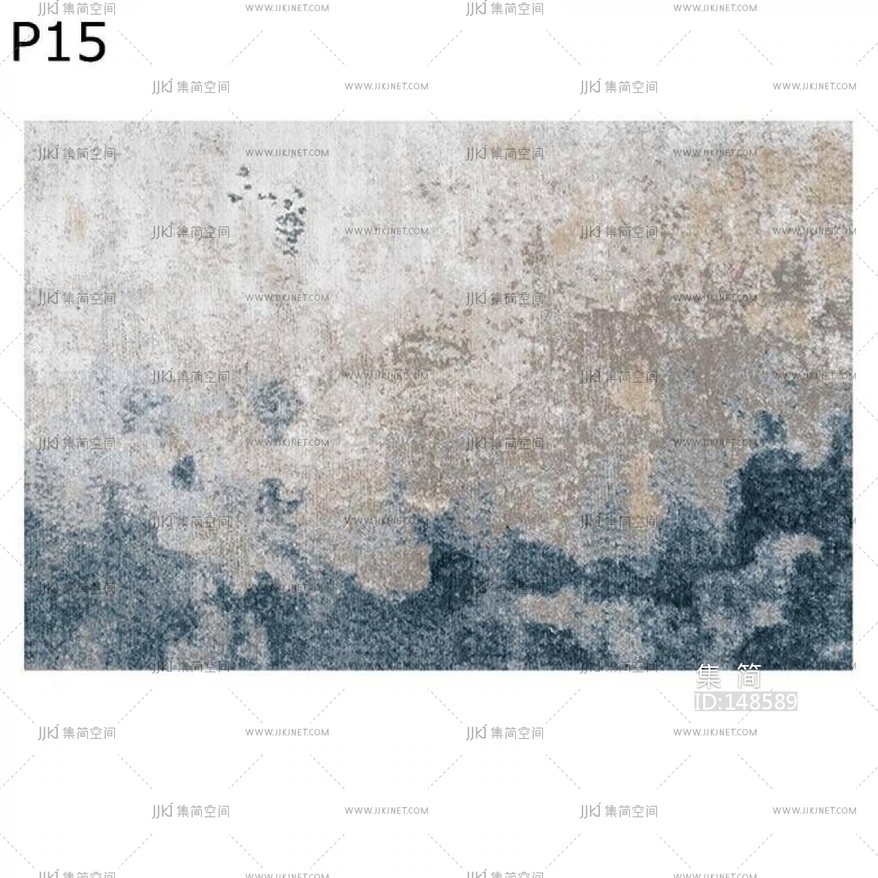 新中式蓝色地毯 (21)