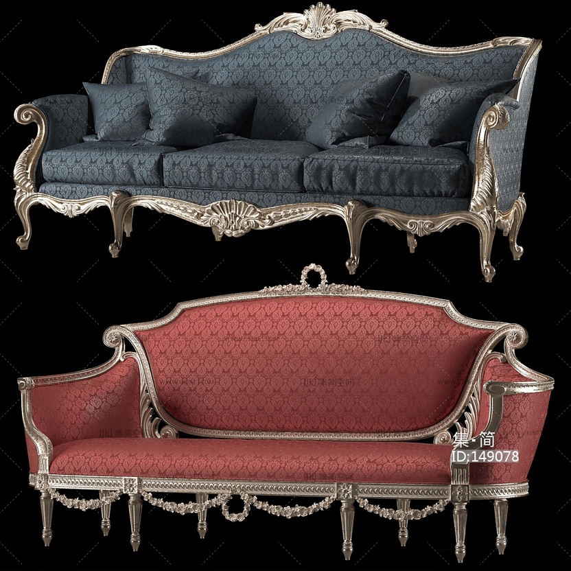  欧式美式双人沙发 