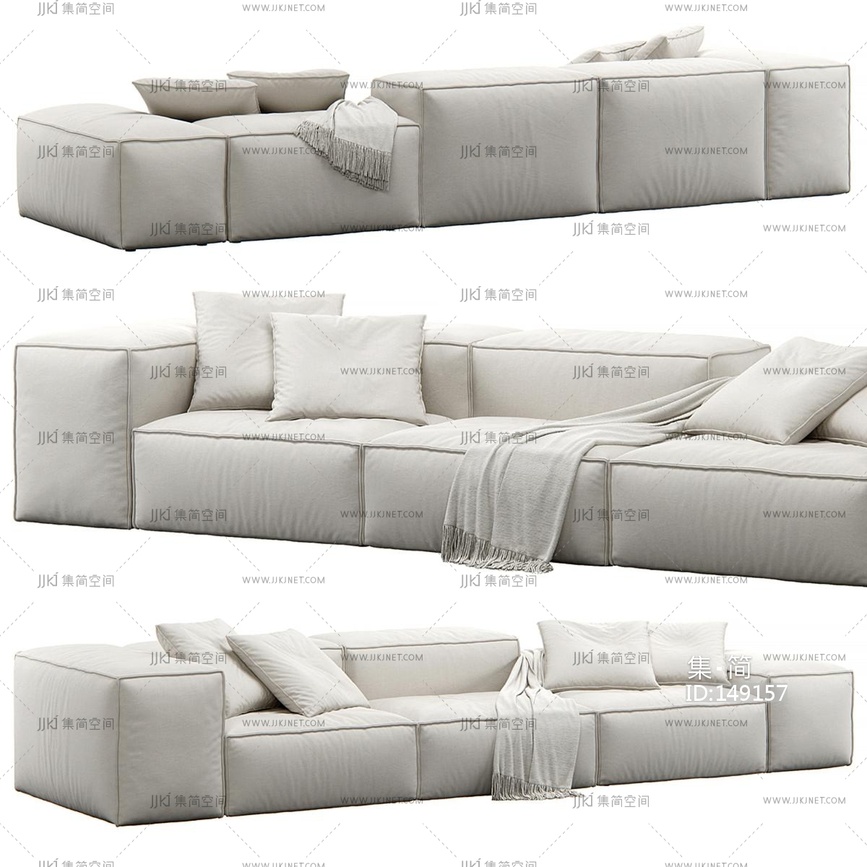 现代Living Divani布艺多人沙发