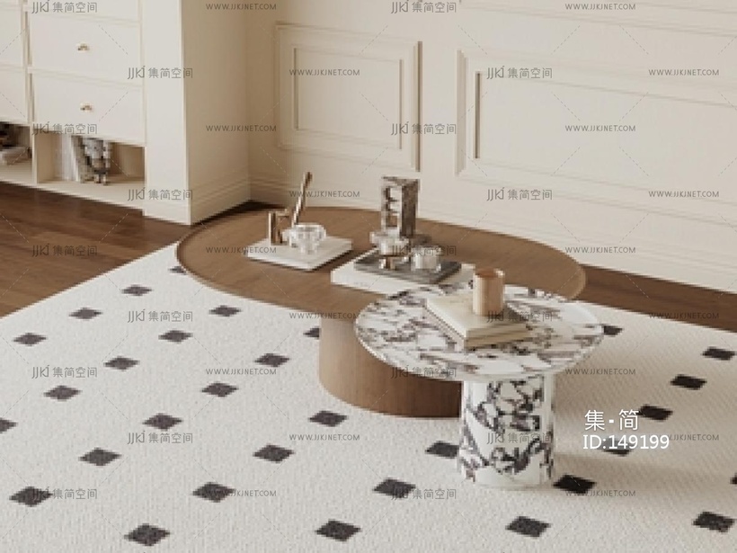 中古风茶几SU模型