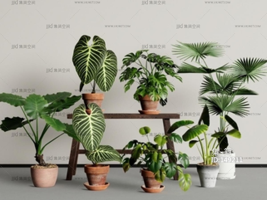 现代绿植盆栽组合SU模型