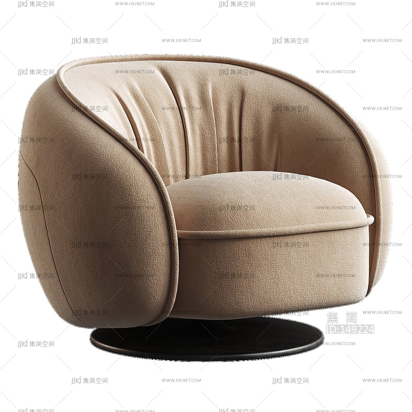  中式意式单人沙发 