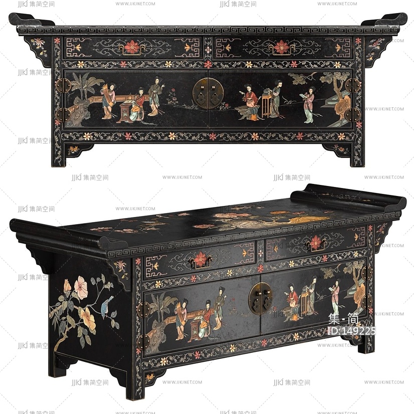  -中式古典玄关柜新中式复古玄关柜 