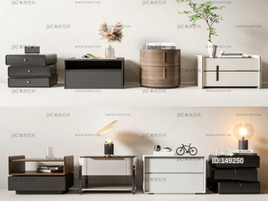 现代床头柜组合SU模型I