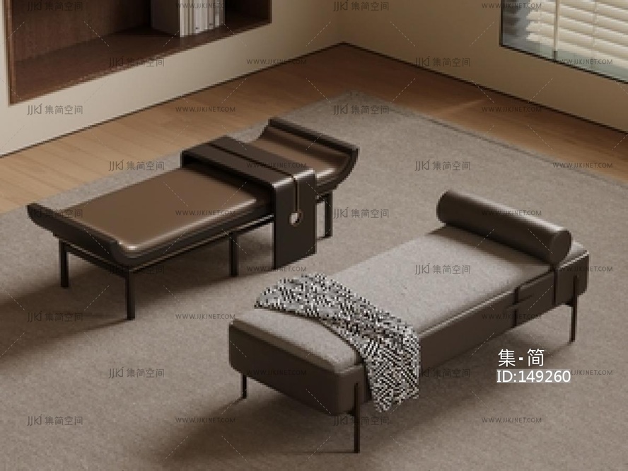 侘寂风床尾凳SU模型